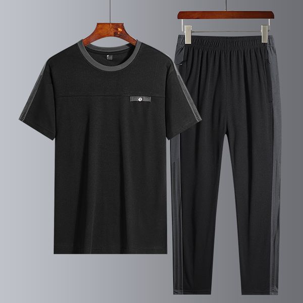 new summer short sleeve long pants suit men's trend suit quick drying sportswear casual men's two piece set, Gray
new summer short sleeve long pants suit men's trend suit quick drying sportswear casual men's two piece set, Gray