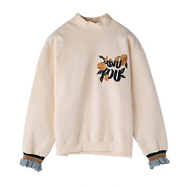 winter new letter flower embroidered sweatshirt korean style round neck long sleeve pullover for women, Black
winter new letter flower embroidered sweatshirt korean style round neck long sleeve pullover for women, Black