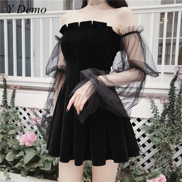 гот черных женщин velvet платья без бретелек sexy mesh рукава лоскутного плиссе платье женского, Black;gray
гот черных женщин velvet платья без бретелек sexy mesh рукава лоскутного плиссе платье женского, Black;gray