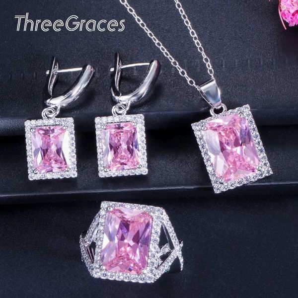 threegraces luxury pink sapphire cubic zirconia stone big silver rings pendant necklace earring women 3pcs fashion jewelry sets, Black
threegraces luxury pink sapphire cubic zirconia stone big silver rings pendant necklace earring women 3pcs fashion jewelry sets, Black