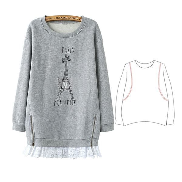 grey cotton terry sweater shirt o-neck patchwork white lace decoration autumn winter nursing clothing
grey cotton terry sweater shirt o-neck patchwork white lace decoration autumn winter nursing clothing