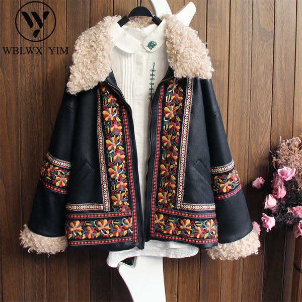 women's jackets winter warm pu leather jacket women coat fashion embroidery fur collar zipper lamb wool coats woman thick short outerwe, Black;brown
women's jackets winter warm pu leather jacket women coat fashion embroidery fur collar zipper lamb wool coats woman thick short outerwe, Black;brown