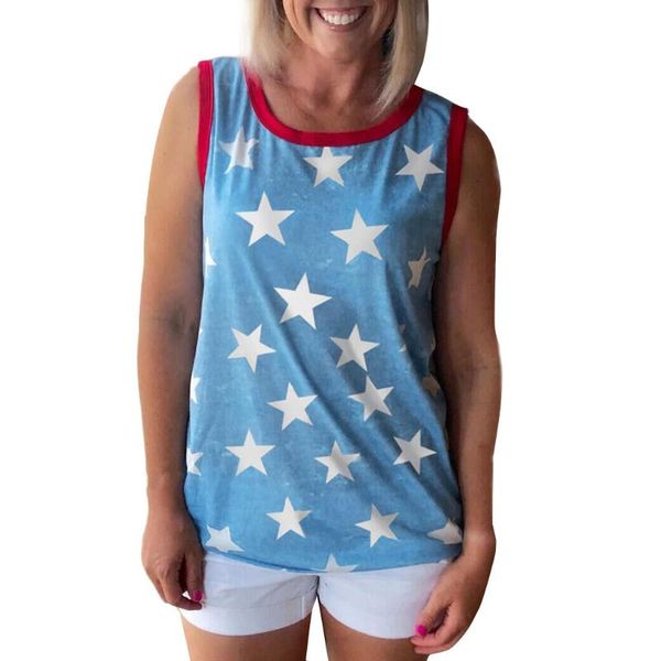 women 2020 five-pointed star print o-neck sleeveless vest tank t shirt summer clothes, White
women 2020 five-pointed star print o-neck sleeveless vest tank t shirt summer clothes, White