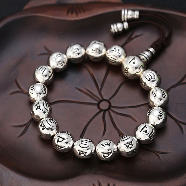 100% real 925 sterling silver buddha bead mantra elasticity bracelet for men women thai silver bracelet bangle fine jewelry, Black
100% real 925 sterling silver buddha bead mantra elasticity bracelet for men women thai silver bracelet bangle fine jewelry, Black