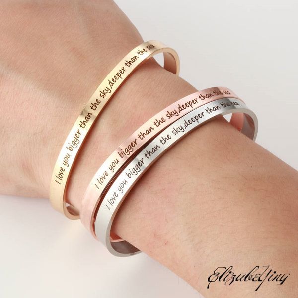 fashion 6mm stainless steel bangle engraved i love you bigger than the sky positive inspirational quote mantra bracelet, Black
fashion 6mm stainless steel bangle engraved i love you bigger than the sky positive inspirational quote mantra bracelet, Black