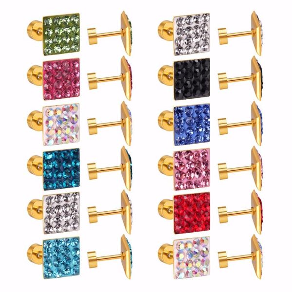 12pairs/lot wholesale stainless steel square screw earrings for women girl stud earrings 9mm lots jewellery accessories, Golden;silver
12pairs/lot wholesale stainless steel square screw earrings for women girl stud earrings 9mm lots jewellery accessories, Golden;silver