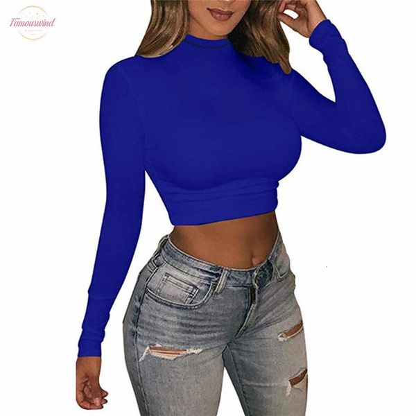 women fashion pure color turtleneck t shirt fall spring clothes long sleeve crop sling tee club streetwear, White
women fashion pure color turtleneck t shirt fall spring clothes long sleeve crop sling tee club streetwear, White
