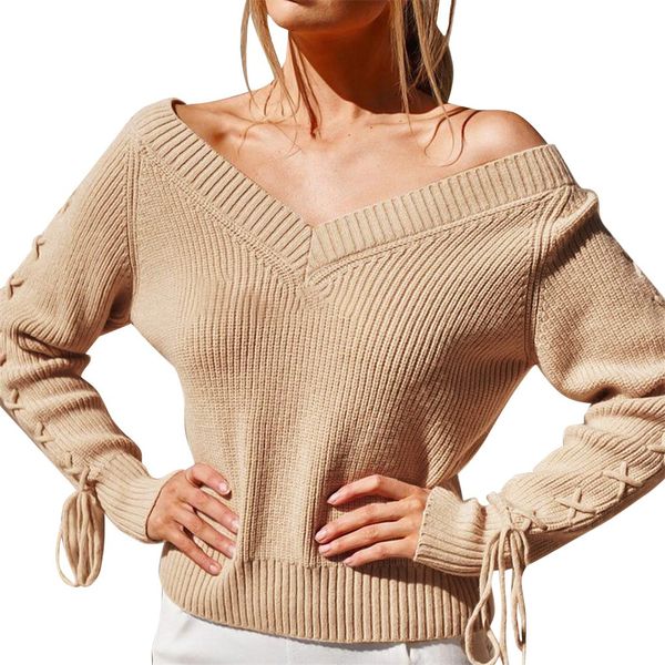 womens sweaters 2019 plus size solid v-neck long sleeve strappy pullover knitted short sweater bandge crop new arrival, White;black
womens sweaters 2019 plus size solid v-neck long sleeve strappy pullover knitted short sweater bandge crop new arrival, White;black