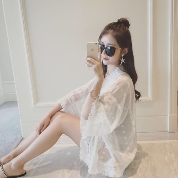 beach women's coat sunscreen summer clothes loose shawl tassel cardigan thin coat chiffon sunscreen clothes, White;black
beach women's coat sunscreen summer clothes loose shawl tassel cardigan thin coat chiffon sunscreen clothes, White;black