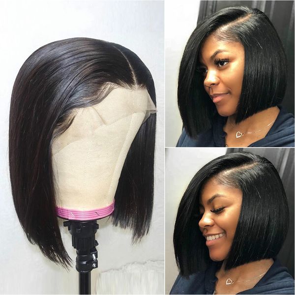 13x6 lace front human hair wigs brazilian remy hair short bob lace front wigs pre plucked hairline with baby hair, Black
13x6 lace front human hair wigs brazilian remy hair short bob lace front wigs pre plucked hairline with baby hair, Black