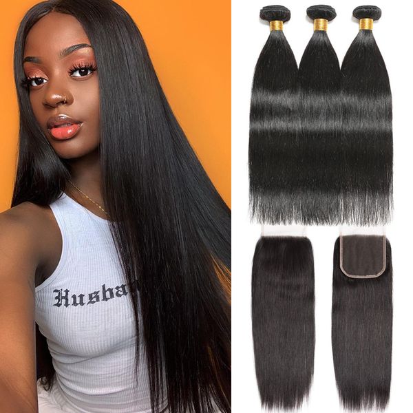 10a peruvian straight bundles with closure stright hair 3 bundles with closure 100% unprocessed brazilian hairs weave with closures brazili, Black
10a peruvian straight bundles with closure stright hair 3 bundles with closure 100% unprocessed brazilian hairs weave with closures brazili, Black