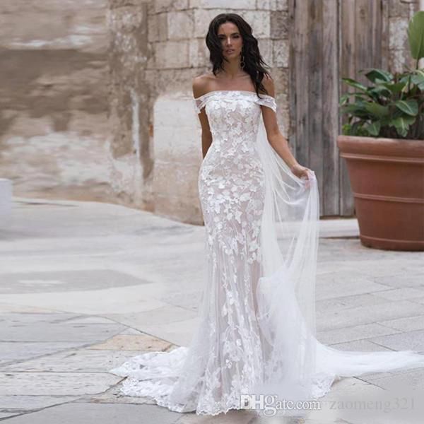 2020 beach wedding dresses mermaid off shoulder lace applique tulle bridal gowns with wrap sweep train backless wedding gowns, White
2020 beach wedding dresses mermaid off shoulder lace applique tulle bridal gowns with wrap sweep train backless wedding gowns, White