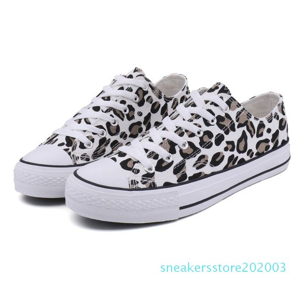 leopard printed casual sneakers flats fashion canvas shoes s03, Black