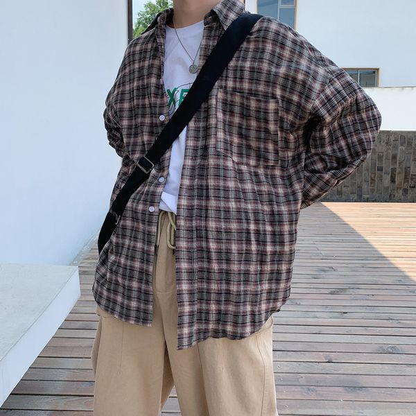 2019 autumn new korean version of loose american tooling tide male couple student plaid neutral wild casual shirt, White;black
2019 autumn new korean version of loose american tooling tide male couple student plaid neutral wild casual shirt, White;black