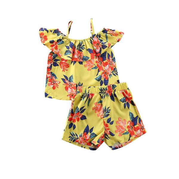us summer toddler baby kids girls floral clothes set yellow floral off shoulder shorts pants outfit two-pieces clothes set, White
us summer toddler baby kids girls floral clothes set yellow floral off shoulder shorts pants outfit two-pieces clothes set, White