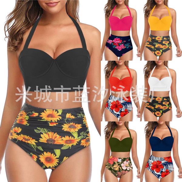 s-5xl women fashion sunflower printed sleeveless bikini set swimsuit bathing suit swimwear beach wear high waist bikini swimwear, White;black
s-5xl women fashion sunflower printed sleeveless bikini set swimsuit bathing suit swimwear beach wear high waist bikini swimwear, White;black