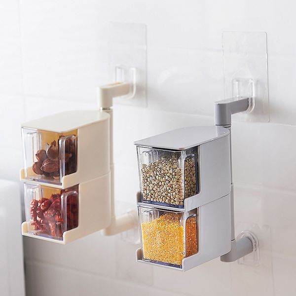 creative multi-functional kitchen seasoning box adhesive containers condiment bottles wall hangers plastic container with lid
creative multi-functional kitchen seasoning box adhesive containers condiment bottles wall hangers plastic container with lid