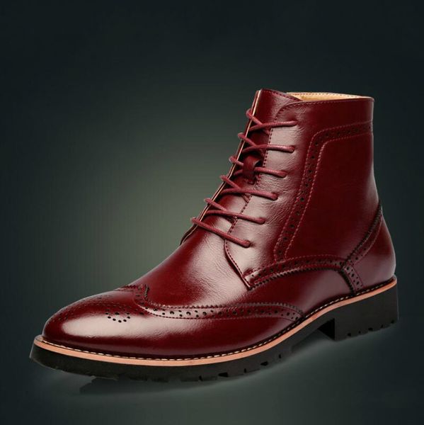 new arrival men's casual carved brogue soft leather boots point toe ankle boot young gentleman bullock shoes zapatos hombre bota, Black
new arrival men's casual carved brogue soft leather boots point toe ankle boot young gentleman bullock shoes zapatos hombre bota, Black