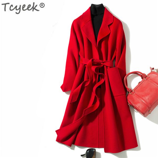 tcyeek 100% natural wool jacket autumn winter cashmere coat women long double-sided woolen belt coats spring clothes lwl1303, Black
tcyeek 100% natural wool jacket autumn winter cashmere coat women long double-sided woolen belt coats spring clothes lwl1303, Black