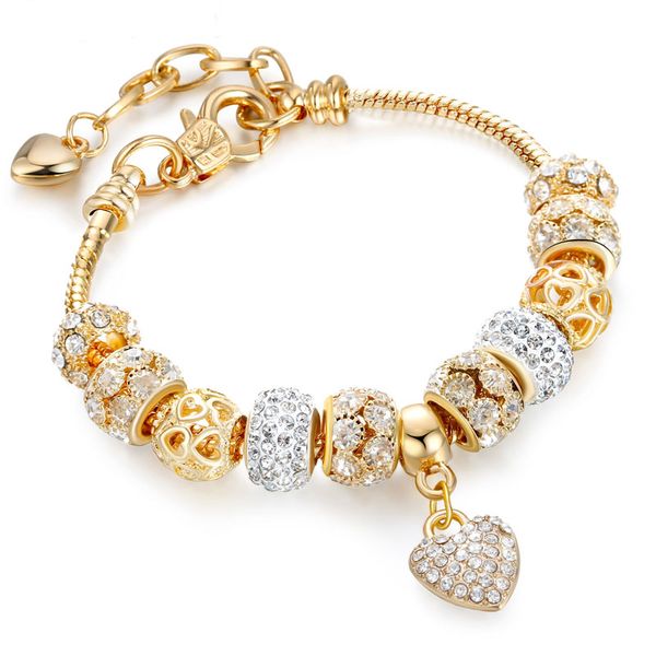 light gold alloy large hole bead bracelet sweet romantic style beaded plating chain crystal beads girl jewelry, Black
light gold alloy large hole bead bracelet sweet romantic style beaded plating chain crystal beads girl jewelry, Black