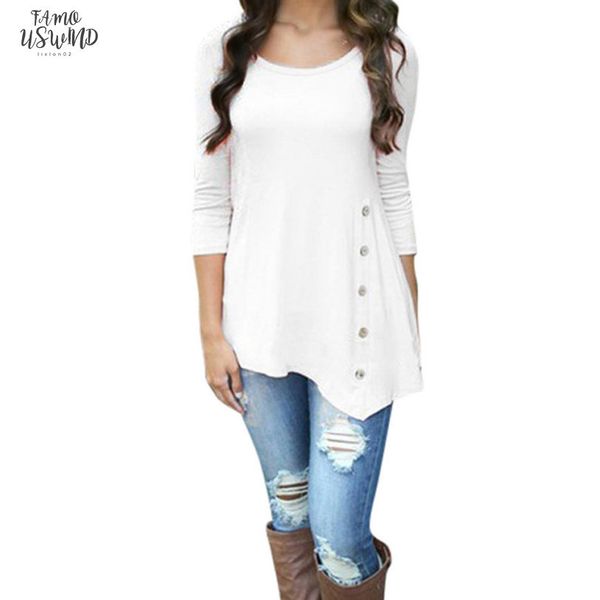 new tshirt women long sleeve loose button shirt female trim color round neck irregular tunic autumn spring cotton top, White
new tshirt women long sleeve loose button shirt female trim color round neck irregular tunic autumn spring cotton top, White