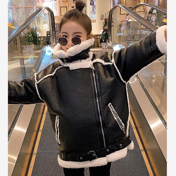children pu leather jacket faux lamb fur stitching coat thicker warm outerwear for girls modis kids winter jackets y2594, Blue;gray
children pu leather jacket faux lamb fur stitching coat thicker warm outerwear for girls modis kids winter jackets y2594, Blue;gray