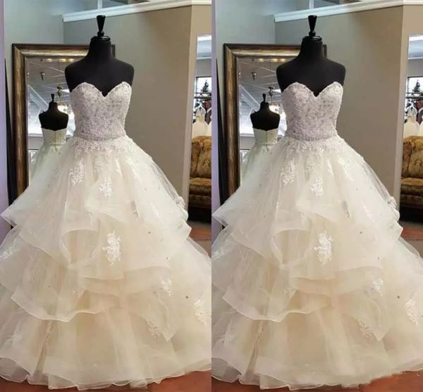 Gorgeous A-Line Ruffles Wedding Dresses Sweetheart Strapless Crystal Bridal Gowns Beautiful Bridal Dresses 100% Real Photos Custom Made
Gorgeous A-Line Ruffles Wedding Dresses Sweetheart Strapless Crystal Bridal Gowns Beautiful Bridal Dresses 100% Real Photos Custom Made