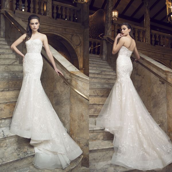 2020 mermaid wedding dresses sell srapless sleeveless appliqued lace bridal gown sweep train custom made backless robes de mariée, White
2020 mermaid wedding dresses sell srapless sleeveless appliqued lace bridal gown sweep train custom made backless robes de mariée, White
