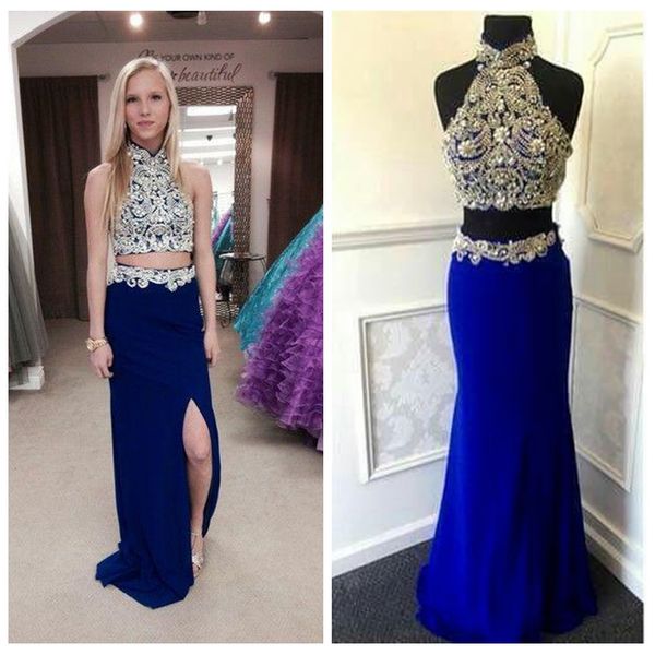 high neck sleeveless two piece sweep train long prom dresses beaded 2019 split side vestidos de soiree custom ladies evening party gown, Black
high neck sleeveless two piece sweep train long prom dresses beaded 2019 split side vestidos de soiree custom ladies evening party gown, Black