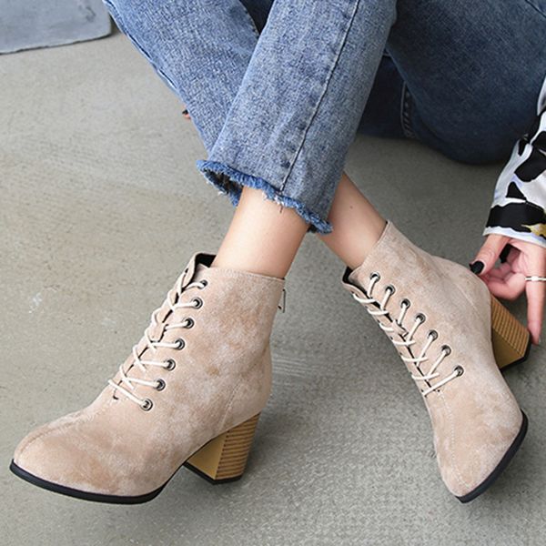 2019 new lace up boots women british style suede ankle boots gothic punk high heel ankle boot women shoe size 35-39, Black
2019 new lace up boots women british style suede ankle boots gothic punk high heel ankle boot women shoe size 35-39, Black
