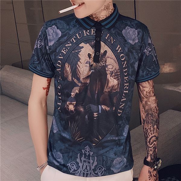 fashion animal print turndown collar men men's short sleeve homme mens clothes trend shirt polos para hombre, White;black
fashion animal print turndown collar men men's short sleeve homme mens clothes trend shirt polos para hombre, White;black