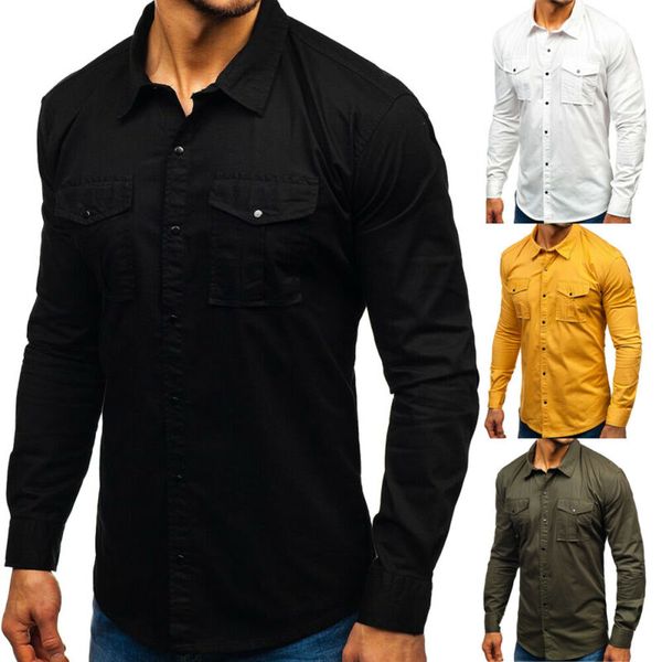 new fashion 2019 male multi-pocket tooling shirts men casual solid slim fit long sleeve shirt plus size, White;black
new fashion 2019 male multi-pocket tooling shirts men casual solid slim fit long sleeve shirt plus size, White;black