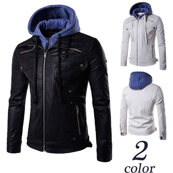 men's casual winter warm leather biker jackets and coats with hood fleece lined pu outerwear thick thermal overcoat, Black
men's casual winter warm leather biker jackets and coats with hood fleece lined pu outerwear thick thermal overcoat, Black