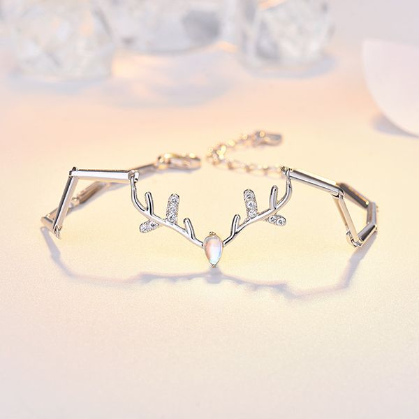 s925 sterling silver moonstone elk horn bracelet female korean version of zircon all the way you have a simple wild forest, Black
s925 sterling silver moonstone elk horn bracelet female korean version of zircon all the way you have a simple wild forest, Black