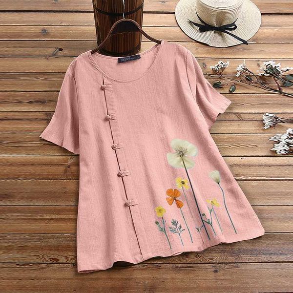 2020 summer short sleeve blouse zanzea casual vintage floral printed shirts women cotton linen chemise blusas female tunic, White 
2020 summer short sleeve blouse zanzea casual vintage floral printed shirts women cotton linen chemise blusas female tunic, White