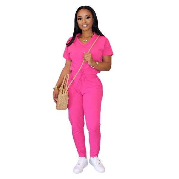 summer leisure 2 sets of women's short-sleeved t-shirt + pencil pantsuit women's solid color sportswear, White
summer leisure 2 sets of women's short-sleeved t-shirt + pencil pantsuit women's solid color sportswear, White