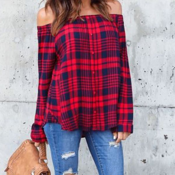 new 2019 women's fashion plaid shirts long sleeve slash blouses women cotton plus size casual off shoulder shirt style blusas, White
new 2019 women's fashion plaid shirts long sleeve slash blouses women cotton plus size casual off shoulder shirt style blusas, White