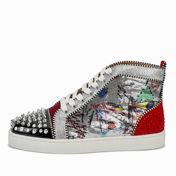 spikes high red bottom pik pik studded sneakers shoes women men luxury designer flat red sole casual shoes, Black
spikes high red bottom pik pik studded sneakers shoes women men luxury designer flat red sole casual shoes, Black