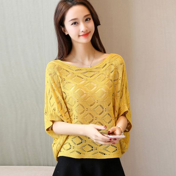 women elegant knitted womens and blouses fashion hollow out batwing sleeve o-neck summer blusas mujer de moda, White
women elegant knitted womens and blouses fashion hollow out batwing sleeve o-neck summer blusas mujer de moda, White