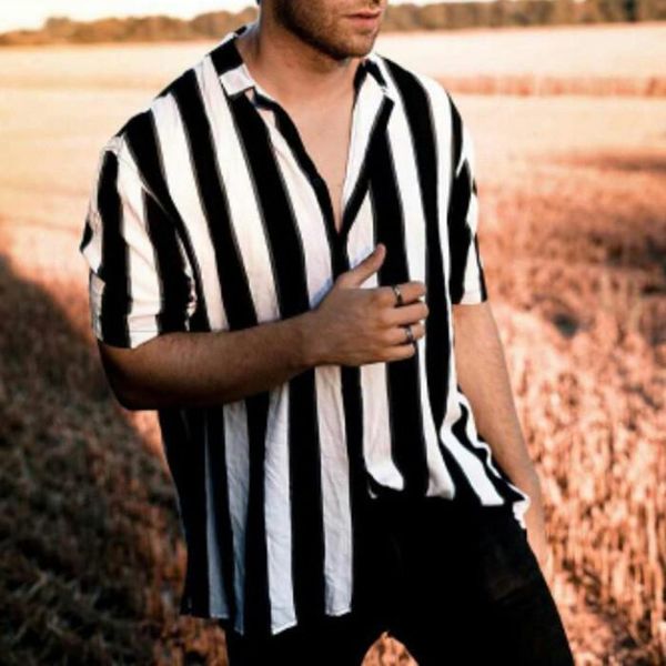 shirts for men button 3xxl striped men casual shirts summer lapel mens designer clothing fashion short sleeve, White;black
shirts for men button 3xxl striped men casual shirts summer lapel mens designer clothing fashion short sleeve, White;black