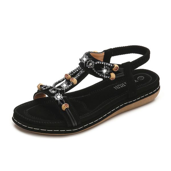bohemian sandals women casual new one word flat beach sandals round head womens shoes, Black
bohemian sandals women casual new one word flat beach sandals round head womens shoes, Black