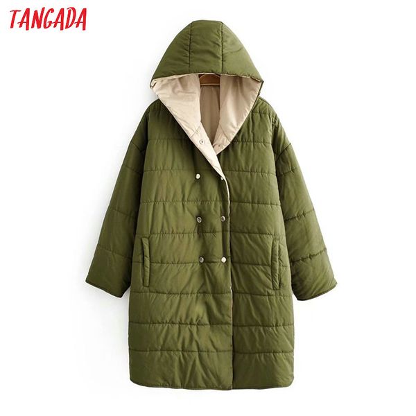 tangada 2019 women green oversized long hood jacket parkas buttons thick pocket female winter warm coat 2r05, Black
tangada 2019 women green oversized long hood jacket parkas buttons thick pocket female winter warm coat 2r05, Black