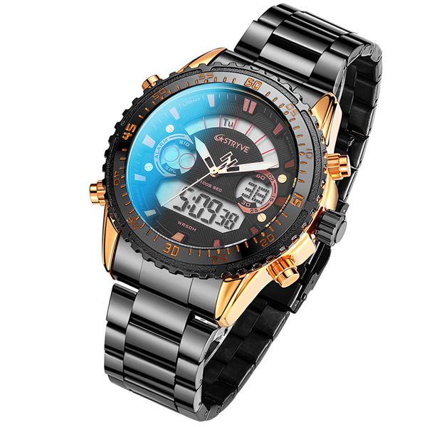styrve brand s8020 sports watch 50m waterproof stainless steel japan 2035 movement quartz digital watches montre homme, Slivery;brown
styrve brand s8020 sports watch 50m waterproof stainless steel japan 2035 movement quartz digital watches montre homme, Slivery;brown