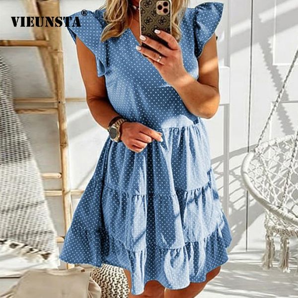 casual dresses elegant polka dot print ruffle mini dress women v neck butterfly sleeve party female pleated summer beach, Black;gray
casual dresses elegant polka dot print ruffle mini dress women v neck butterfly sleeve party female pleated summer beach, Black;gray