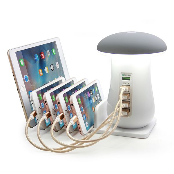 multiple 5 port usb phone charger mushroom night lamp wireless charging station dock qc 3.0 quick charger for mobile phones 
multiple 5 port usb phone charger mushroom night lamp wireless charging station dock qc 3.0 quick charger for mobile phones