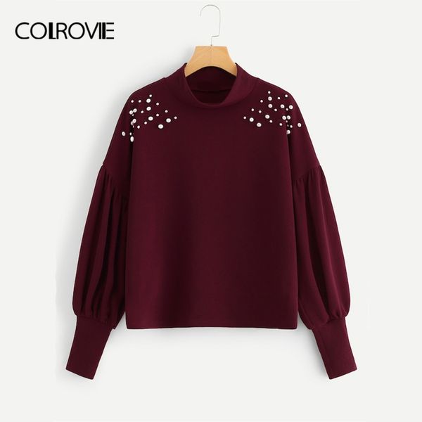 colrovie burgundy mock neck pearl beads embellished drop shoulder office winter sweatshirt 2018 women clothing sweatshirts, Black
colrovie burgundy mock neck pearl beads embellished drop shoulder office winter sweatshirt 2018 women clothing sweatshirts, Black