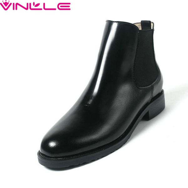 vinlle 2019 fashion women ankle boots slip on genuine leather round toe low heel fashion solid basic ladies shoes size 34-43, Black
vinlle 2019 fashion women ankle boots slip on genuine leather round toe low heel fashion solid basic ladies shoes size 34-43, Black