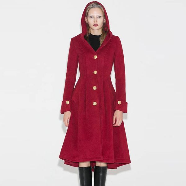 2018 winter vintage gothic office lady casual women overcoats slim hooded plain button female fashion blue plus size coats, Black
2018 winter vintage gothic office lady casual women overcoats slim hooded plain button female fashion blue plus size coats, Black