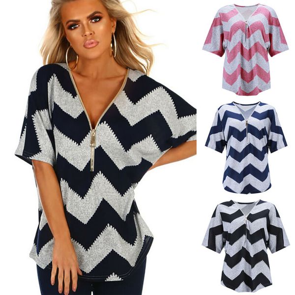 womens zipper v neck casual t shirt summer loose tank holiday 3/4 sleeve, White
womens zipper v neck casual t shirt summer loose tank holiday 3/4 sleeve, White