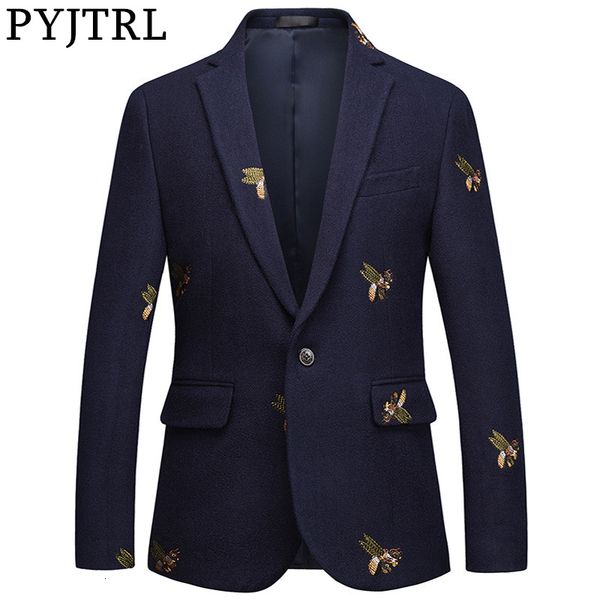 pyjtrl mens fashion autumn winter quality luxurious bee embroidery woolen blazer wedding prom singers blazers costume, White;black
pyjtrl mens fashion autumn winter quality luxurious bee embroidery woolen blazer wedding prom singers blazers costume, White;black